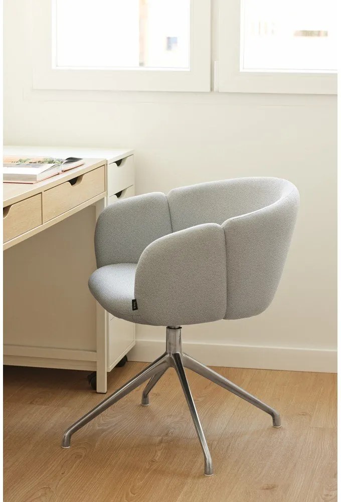 Világosszürke kárpitozott karfás étkezőfotel Add – Teulat