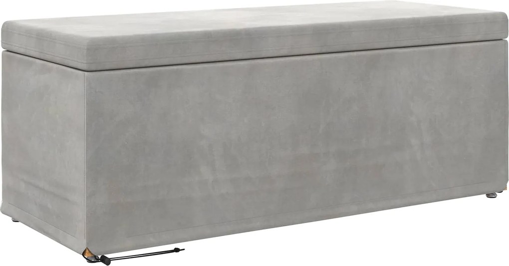 vidaXL Zsámoly Világosszürke 101 x 41 x 40 cm Bársony és Műanyag Fa