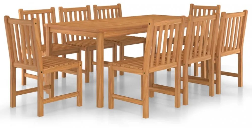 9 darabos tömör tíkfa kerti étkezőgarnitúra 180 x 90 cm