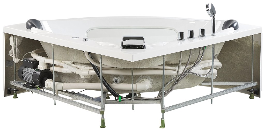 Fehér whirlpool masszázskád LED világítással 207 x 146 cm TOCOA II Beliani