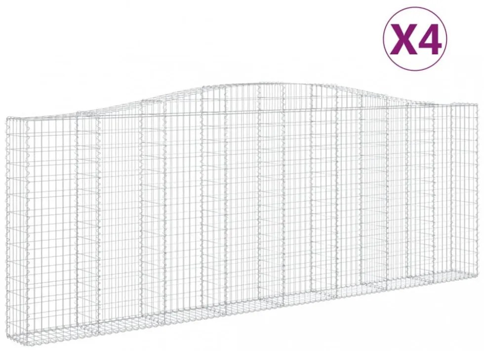 vidaXL 4 db íves horganyzott vas gabion kosár 400x30x140/160 cm