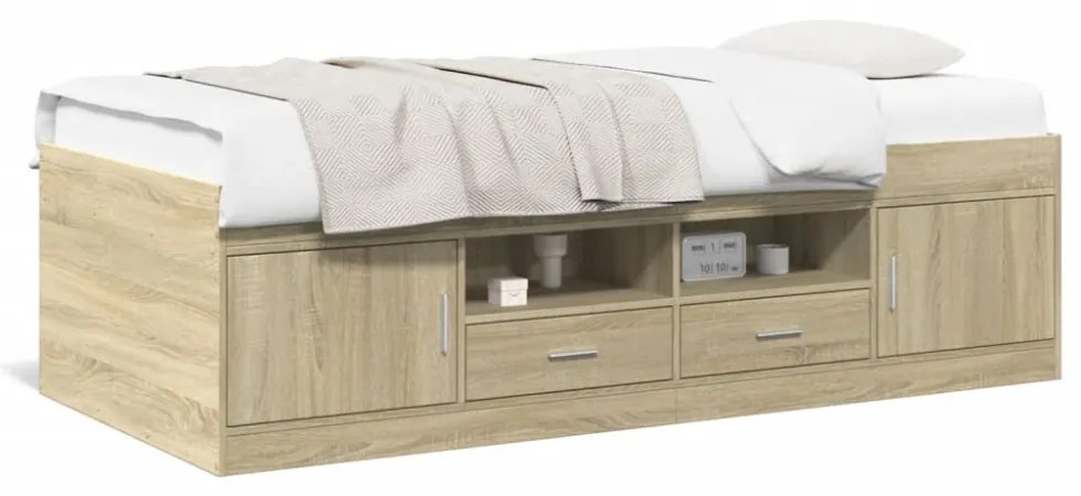 sonoma tölgy kanapéágy fiókkal matrac nélkül 75x190 cm