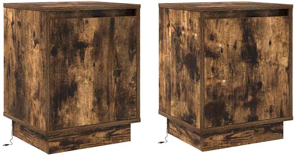 vidaXL Éjjeliszekrény 2 pcs Füstölt tölgy 39 x 34,5 x 50 cm Faanyag