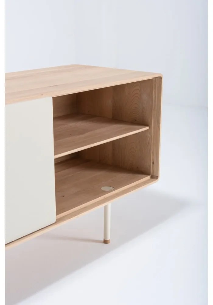 Fehér-natúr színű tölgyfa TV-állvány 180x64 cm Fina – Gazzda