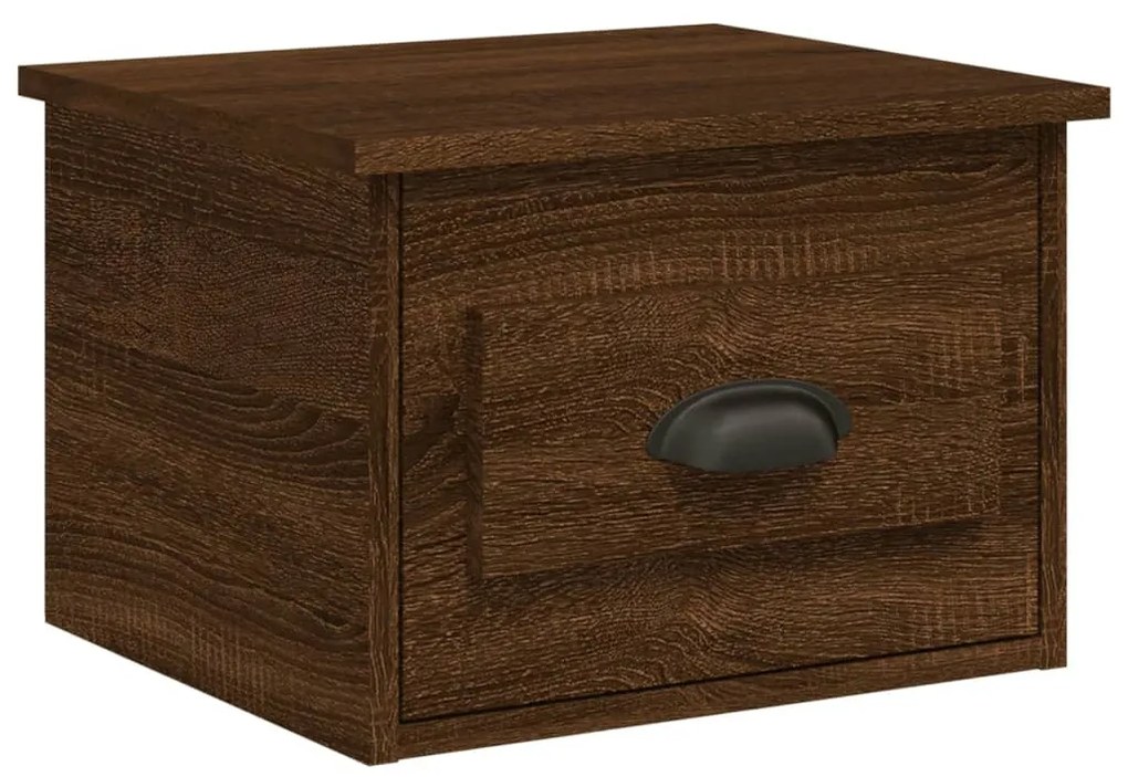2db barna tölgyszínű falra szerelhető éjjeliszekrény 41,5x36x28