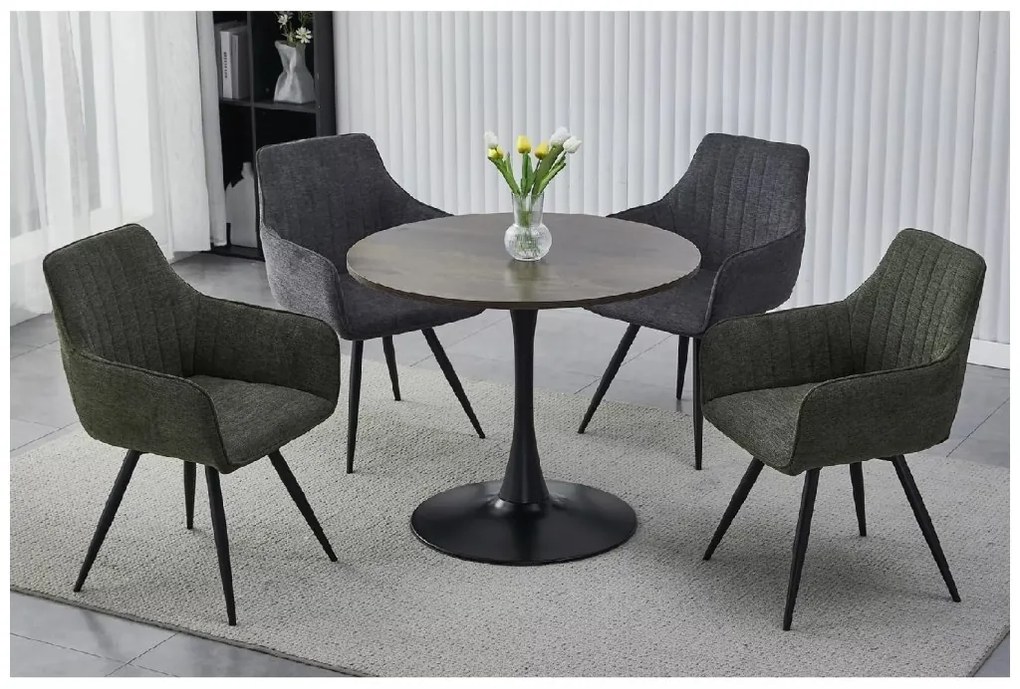 Kerek étkezőasztal AMADEO II 90x90 cm, dió dekoráció