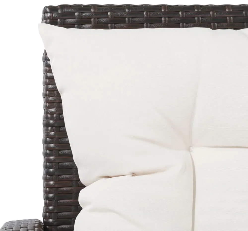 5-részes barna polyrattan kerti bútorszett párnákkal