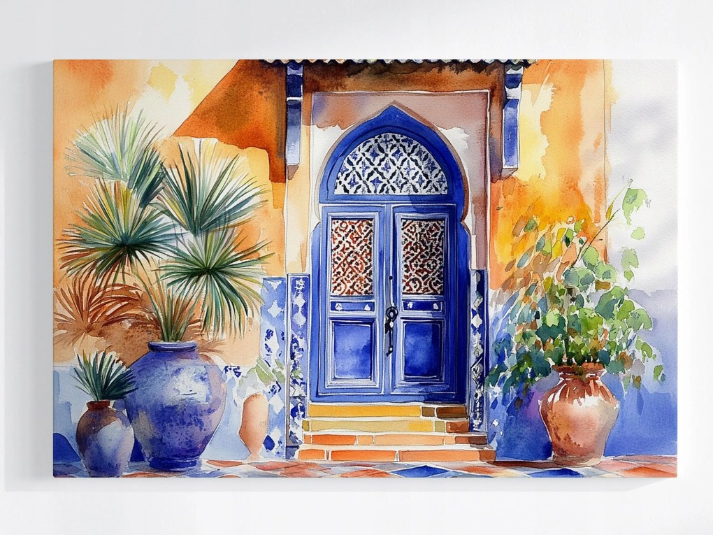Poszter Arab Építészet Marokkó Ajtó Kerámia 60x40
