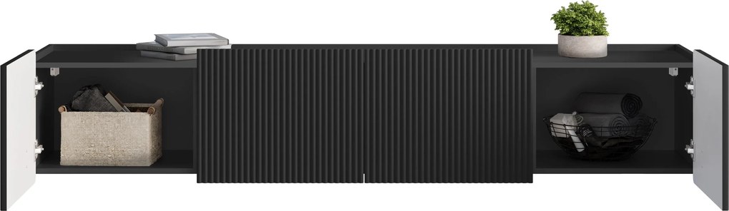 Malmi fali szekrény 200 cm - fekete matt / arany