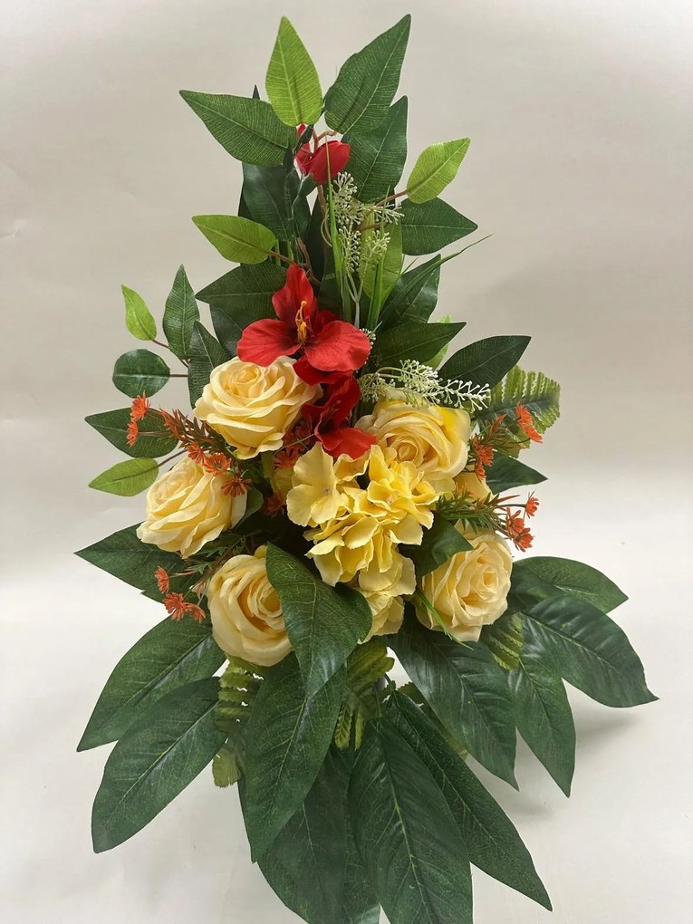 Kompozíció Virágok a sírhoz temető csokor váza művirágok