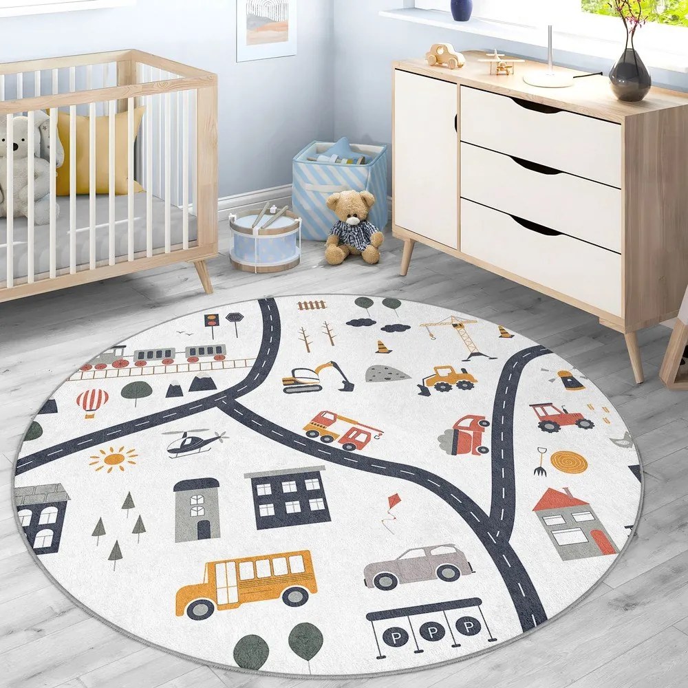 Mosható gyerek játszószőnyeg ø120 cm World Around Me – Mila Home