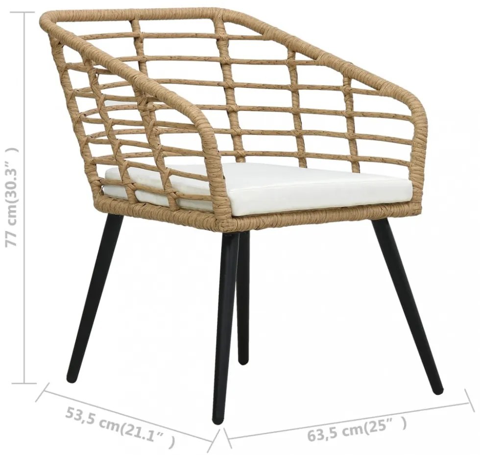 3-darabos tölgyszínű polyrattan bisztrószett