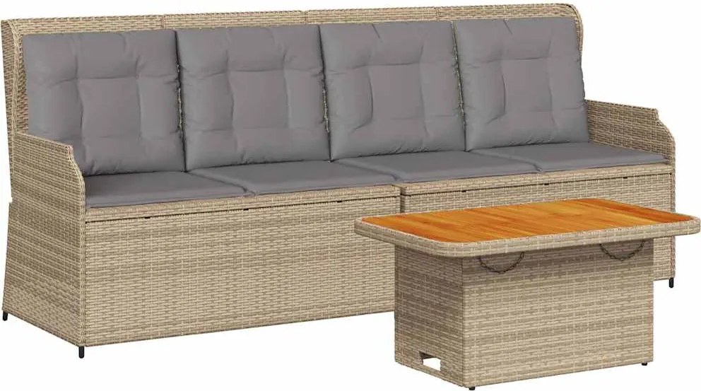 vidaXL 3 részes bézs polyrattan kerti ülőgarnitúra párnákkal