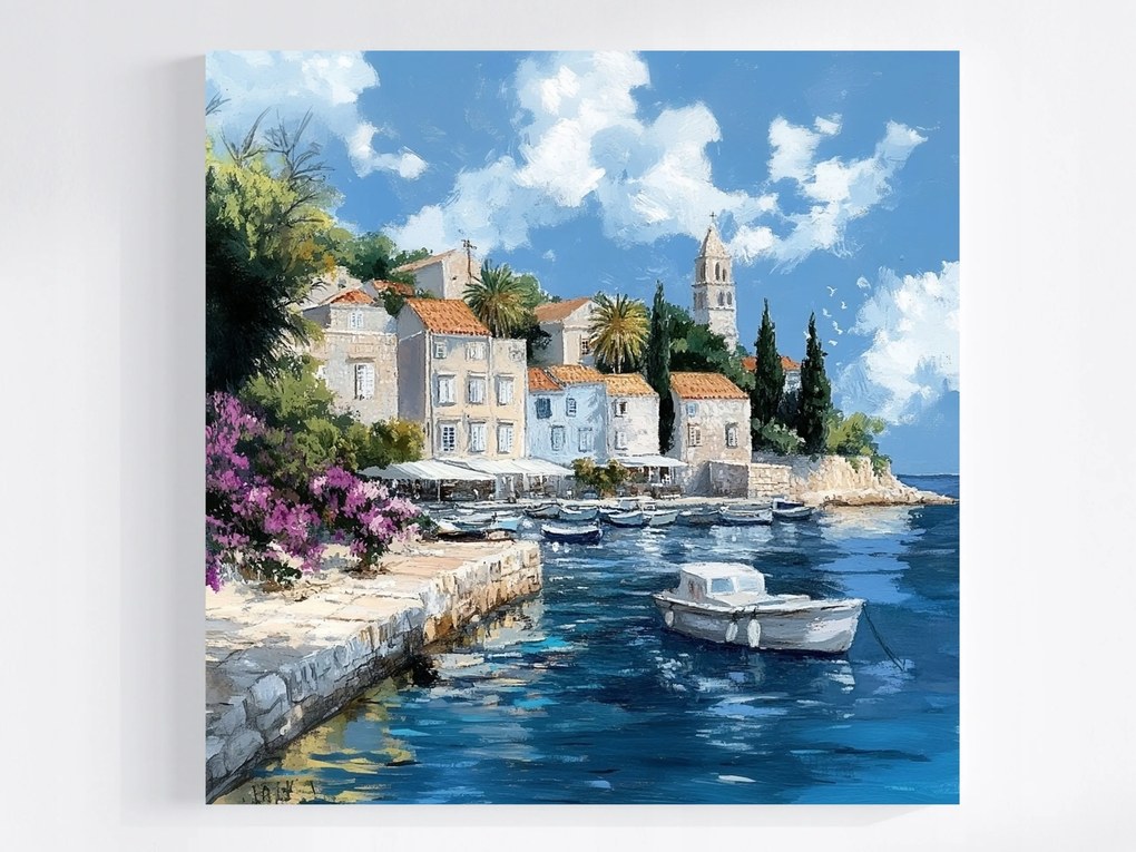 Canvas Vászonkép Tájkép Dél Horvátország Hvar Sétány 80x80