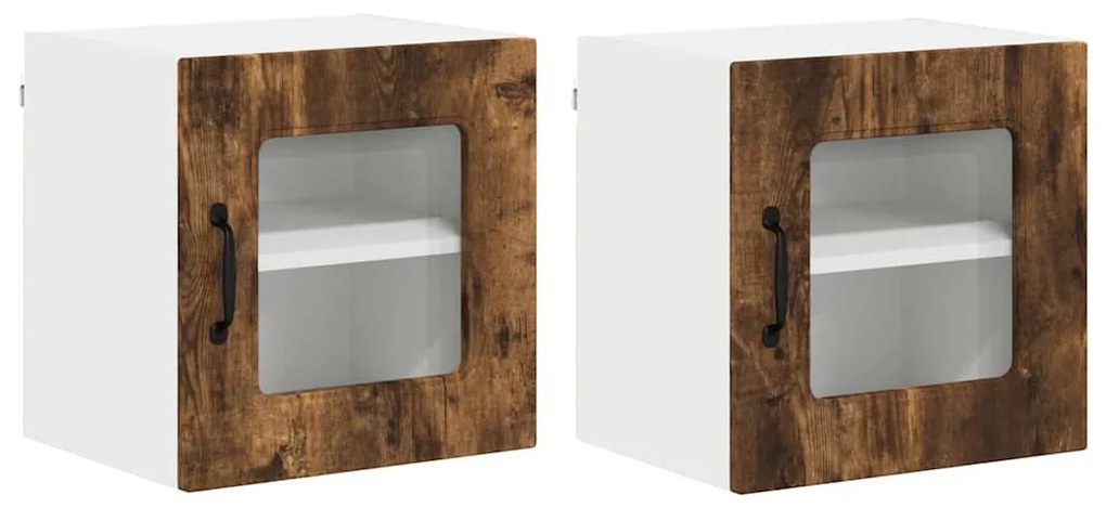 Fali konyhaszekrény 2 pcs Füstölt tölgy 40 x 31 x 40 cm Faanyag
