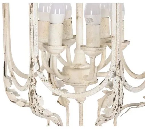 Antikolt krém mennyezeti lámpa vintage 6 izzós gyertyaformájú foglalat