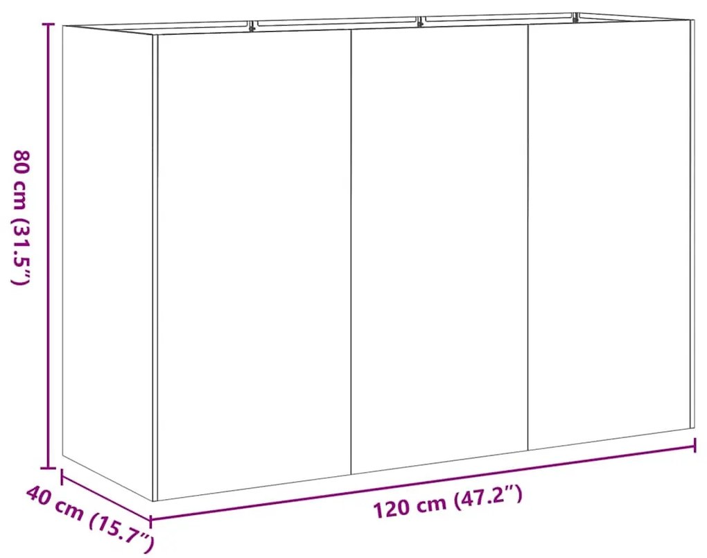 vidaXL ültetvény Fehér 120x40x80 cm Hidegen hengerelt acélból