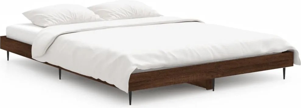 vidaXL barna tölgyszínű szerelt fa ágykeret 135 x 190 cm