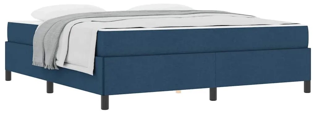 Boxrugós ágy Kék és Fekete 180 x 200 cm Textil és mérnöki fa