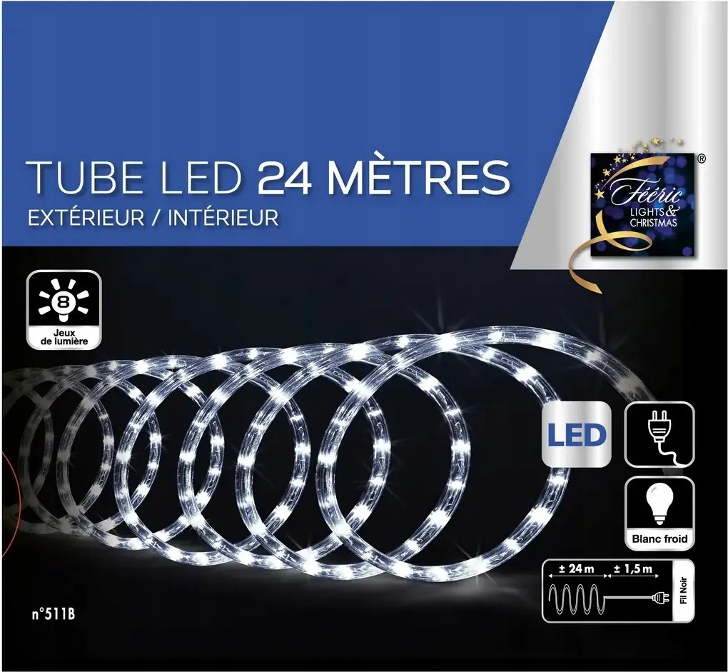 Kültéri Fényfüzér Karácsonyi Spirál 432 Led 2400 CM Hideg Fehér