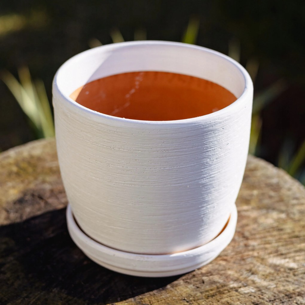 Kerámia kaspó 18 cm-es állvánnyal. Kerek, Fedő. Lengyel