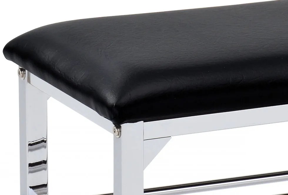 83169_CR Raft / Taburet modern pentru pantofi, 2 rafturi, negru Ecobucket, metal - cromat