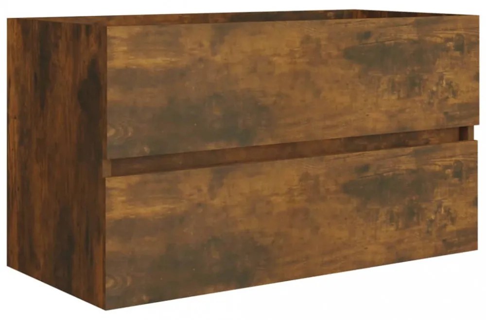 füstös tölgy színű szerelt fa mosdószekrény 80 x 38,5 x 45 cm