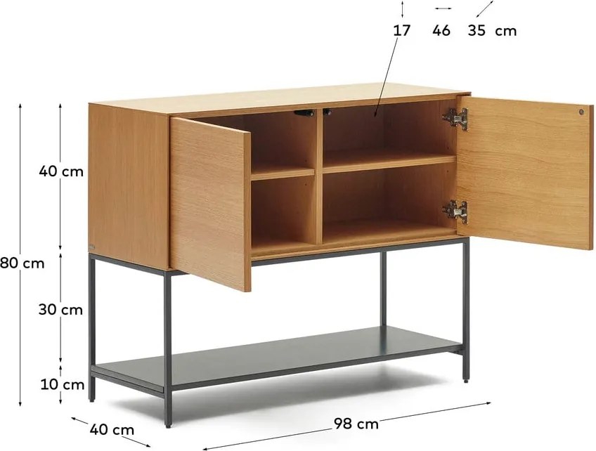 Natúr színű alacsony komód tölgyfa dekorral 97,5x80 cm Vedrana – Kave Home