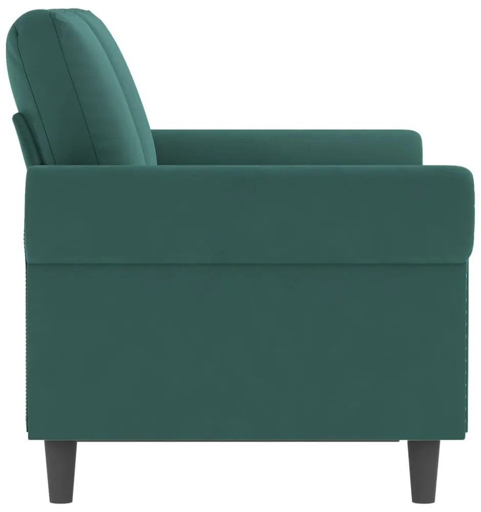kétszemélyes sötétzöld bársony kanapé 120 cm
