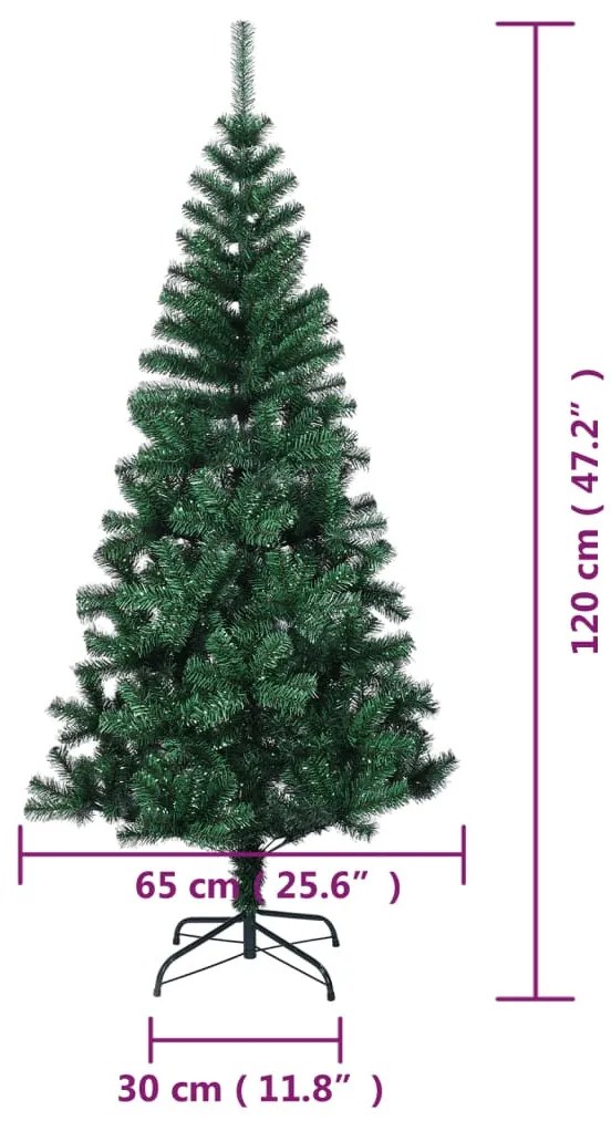 zöld PVC műkarácsonyfa irizáló csúcsokkal 120 cm