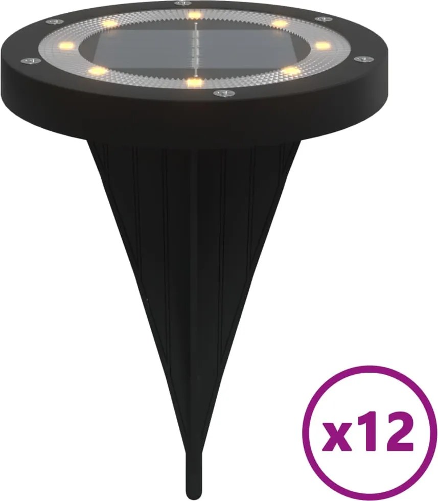 vidaXL 12 db meleg fehér napelemes kültéri talajlámpa tüskével