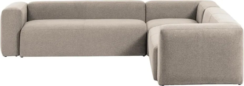 Bézs zsenília sarokkanapé Blok – Kave Home