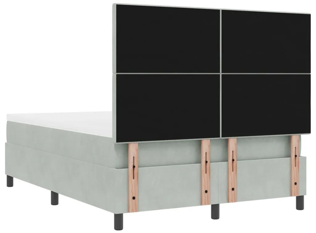 vidaXL Boxspring Ágy Matraccal Világosszürke 140x190 cm Bársony