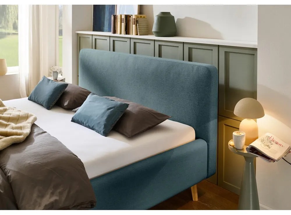 Kék kárpitozott egyszemélyes ágy ágyrács nélkül 120x200 cm Mattis – Meise Möbel