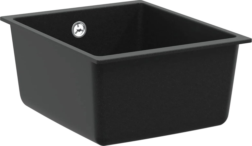 vidaXL Mosogató Fekete 370 x 460 mm 80% Kvarc és 20% Gyanta
