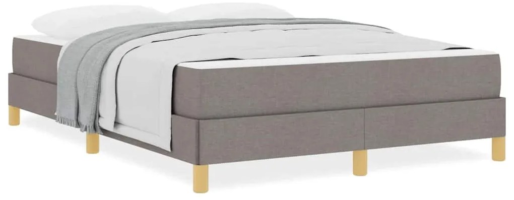 Boxrugós ágy Taupe és Barna 140 x 190 cm Textil és mérnöki fa