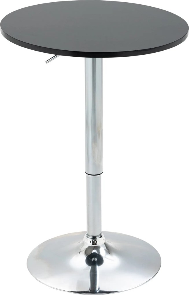 HOMCOM Modern Kerek Bárasztal 360° Forgatható Magasságban Állítható Bistro Asztal Fekete Acél Ø61 x 70-90 cm | Aosom
