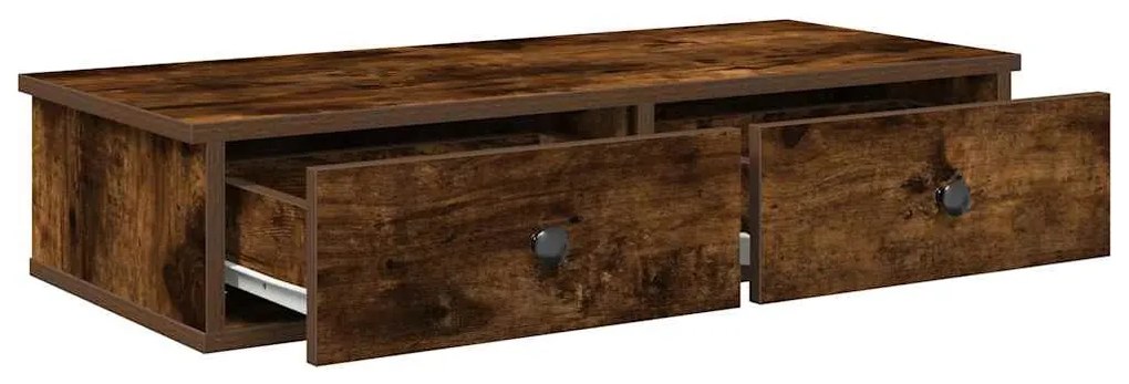 Falipolc fiókokkal füstölt tölgy 80x31x17 cm műszaki fa