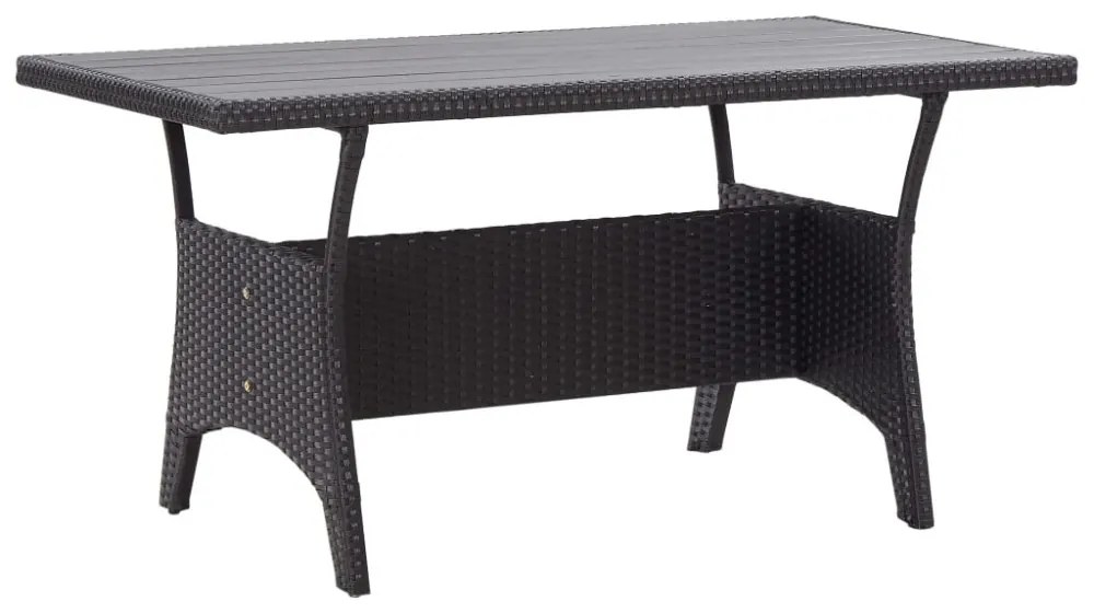 fekete polyrattan kerti asztal 120 x 70 x 66 cm