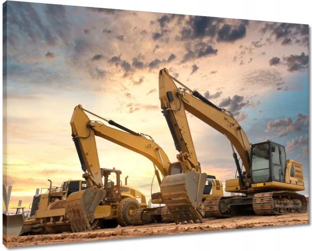 Vászonkép 70x50 Kotrógép az építkezésen Szolgáltatások