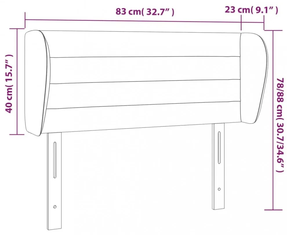sötétszürke szövet fejtámla szárnyakkal 83x23x78/88 cm