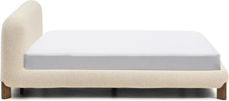 Bézs kárpitozott franciaágy ágyrács nélkül 180x200 cm Odina – Kave Home