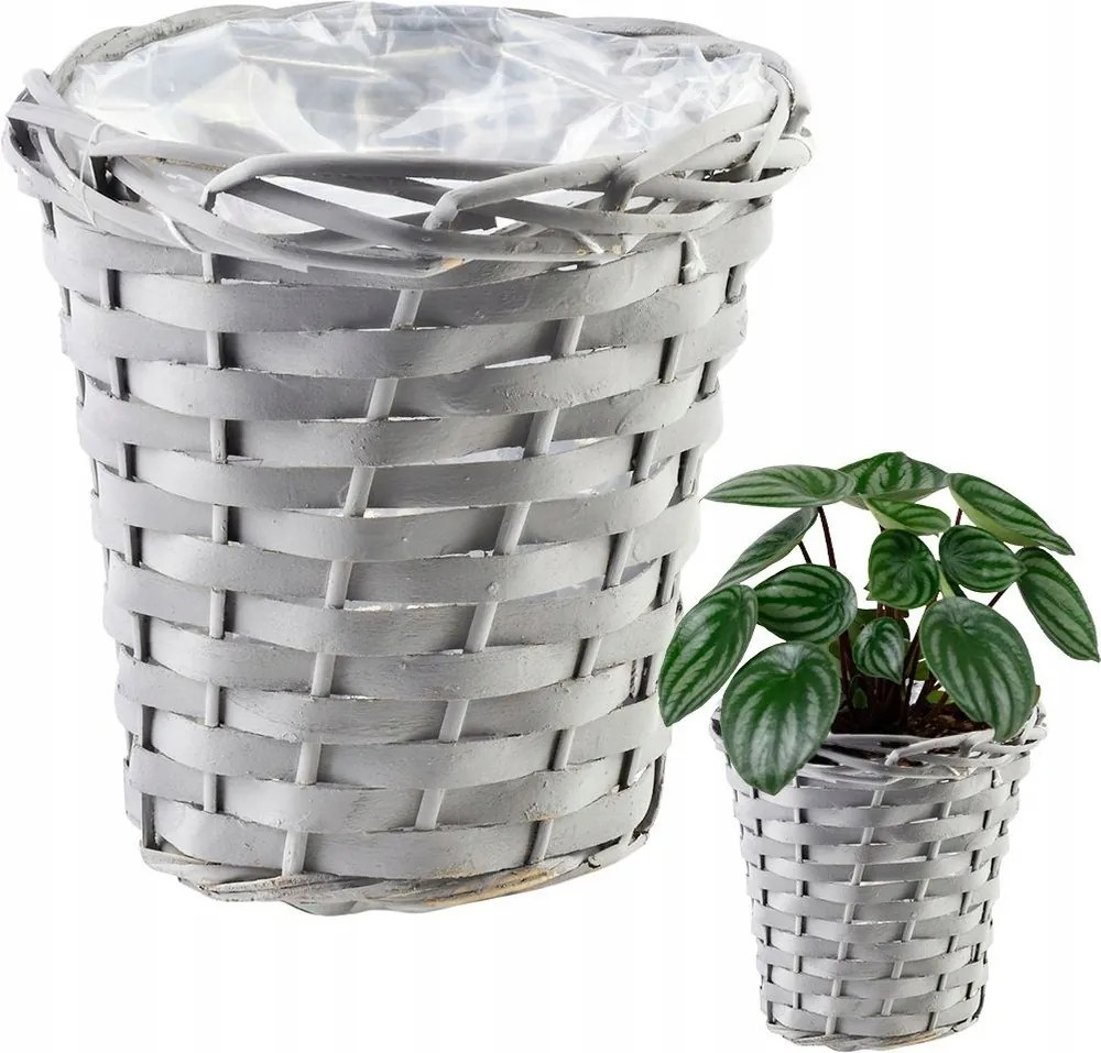 Virágtartó Fonott Fólia Szürke Boho Stílus 16CM