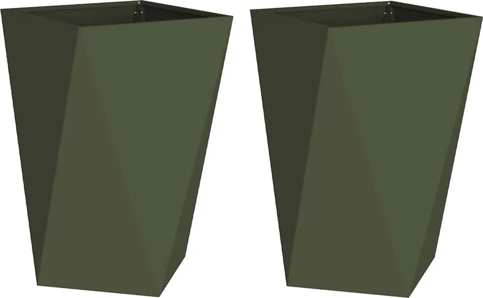 vidaXL Növénytartó 2 pcs Olajzöld 50 x 50 x 75 cm Acél