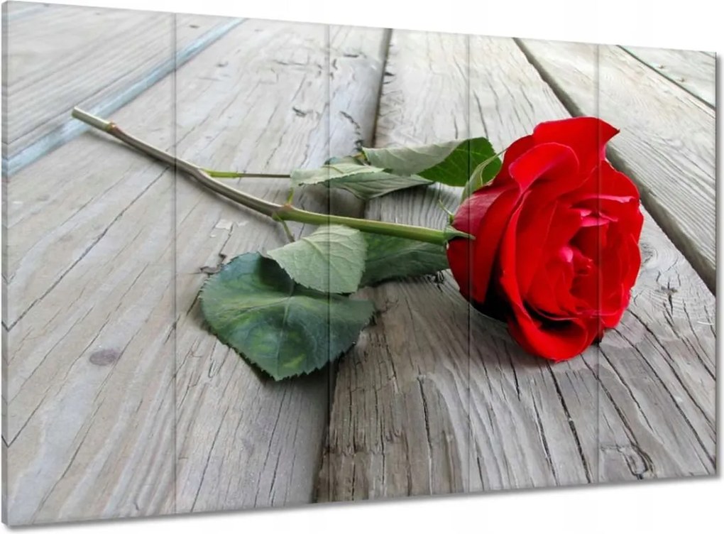 Vászonkép 100x70 Rózsa a deszkákon