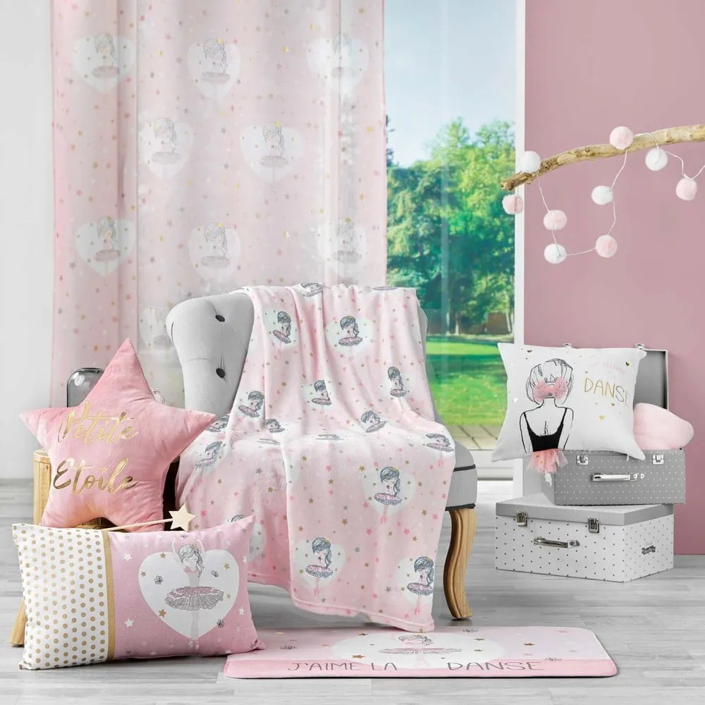 Rózsaszín mikroflanel gyerek takaró 125x150 cm Petite Etoile – douceur d'intérieur
