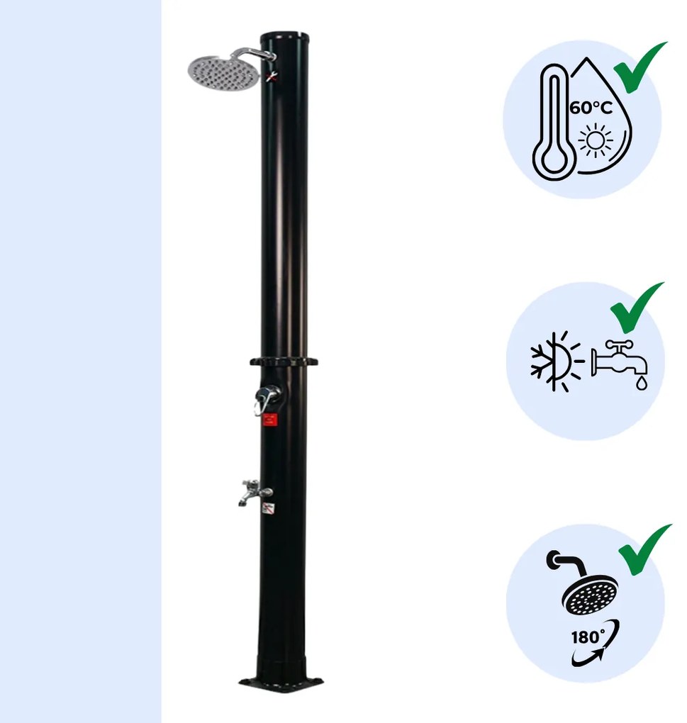 DELFINA napelemes zuhany, 20l, fekete Jurhan