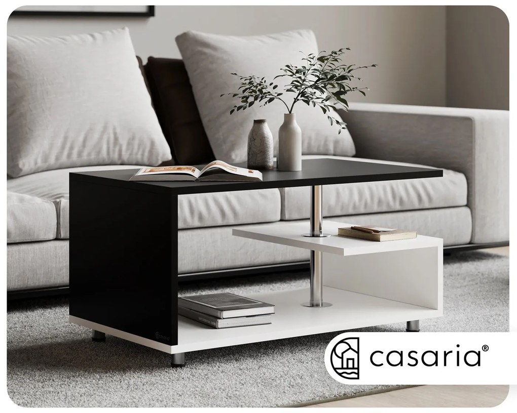 Casaria® Orlando dohányzóasztal 95x55x50 cm - fehér/fekete