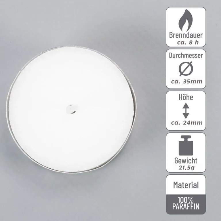 Fehér teamécses gyertya illatmentes 100 db 8 óra ég