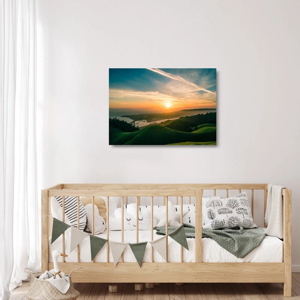 Üvegkép - Napkelte a tenger felett (70x50 cm)